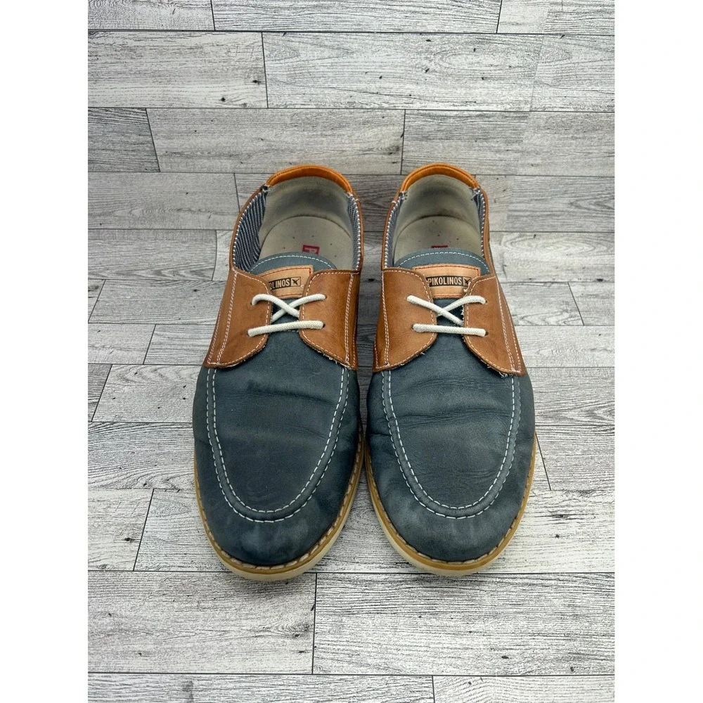 Pikolinos Men's Lace Up Shoes Blue‎ Brown Leather Comfort Size 46 EU
